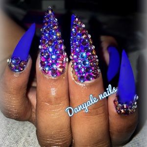 Neon midnight blue press on nails